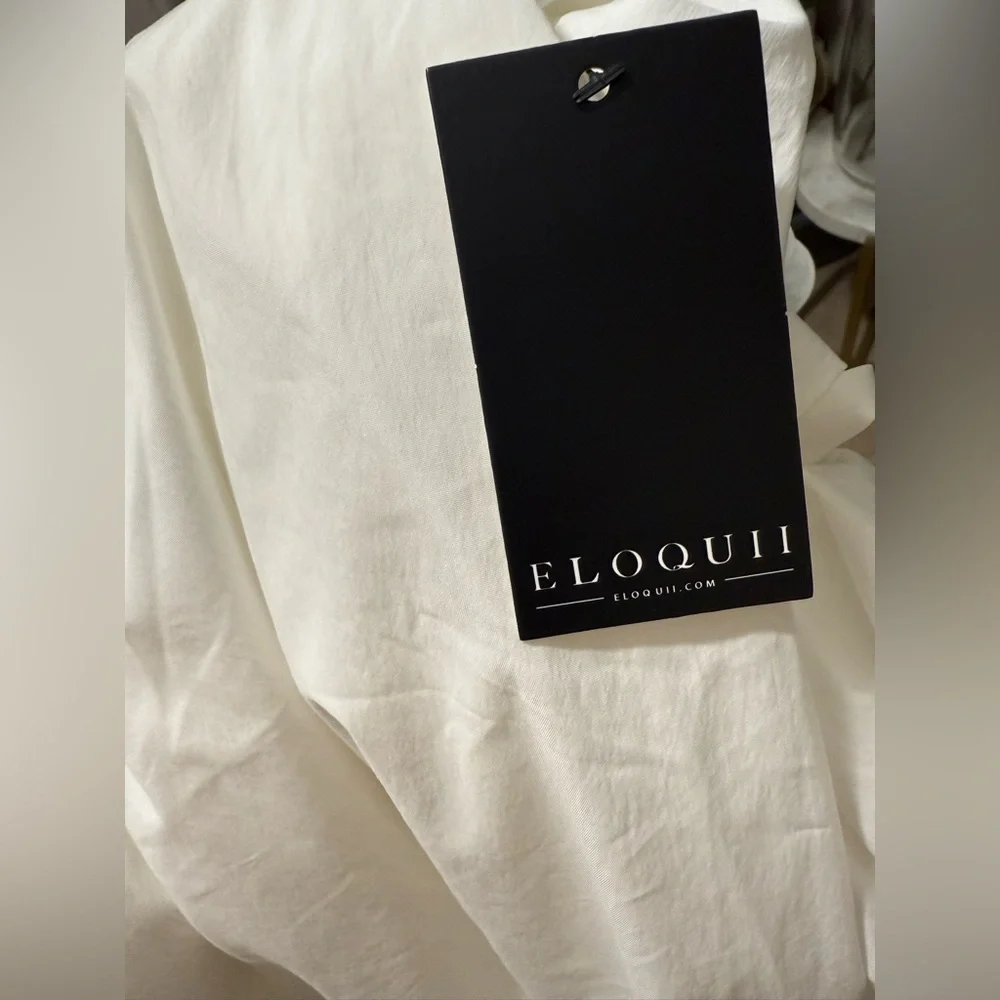 Eloquii white Balloon Sleeve Dress - Picture 6 of 7